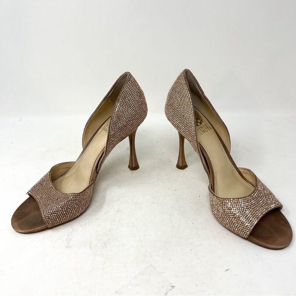 Vince Camuto Aliandry d'Orsay Sandal Heel Genuine Leather Rhinestone Pink Sz 8.5 - Picture 5 of 9